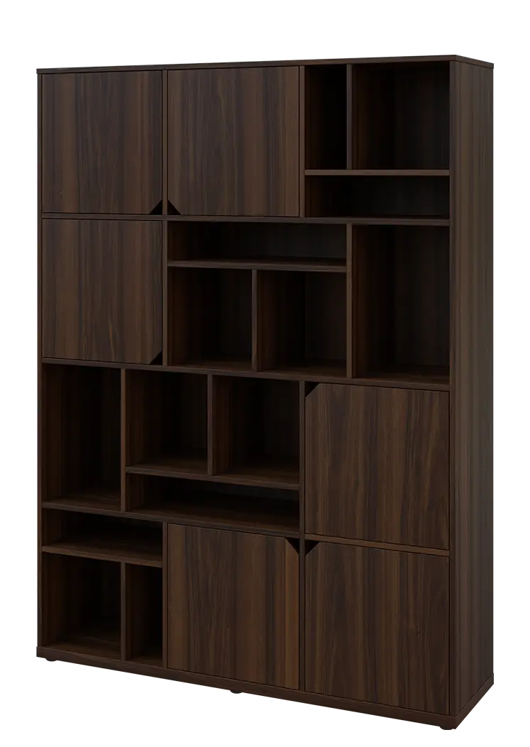 KU6-15DN L skříň vysoká 6-dvéřová, niky, 2053x1522x400 mm, provedení levé, ořech královský