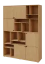 KU6-15DN L skříň vysoká 6-dvéřová, niky, 2053x1522x400 mm, provedení levé, javor horský