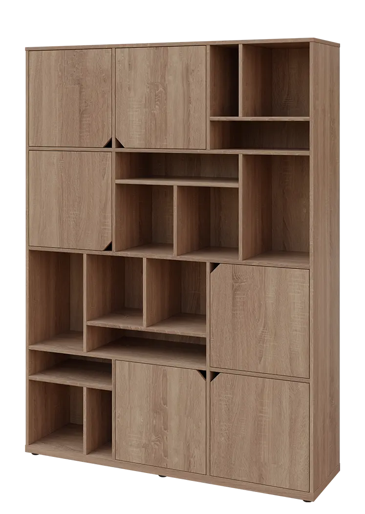 KU6-15DN L skříň vysoká 6-dvéřová, niky, 2053x1522x400 mm, provedení levé, dub bardolino