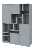 KU6-15DN L skříň vysoká 6-dvéřová, niky, 2053x1522x400 mm, provedení levé, šedá