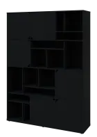 KU6-15DN L skříň vysoká 6-dvéřová, niky, 2053x1522x400 mm, provedení levé, černá