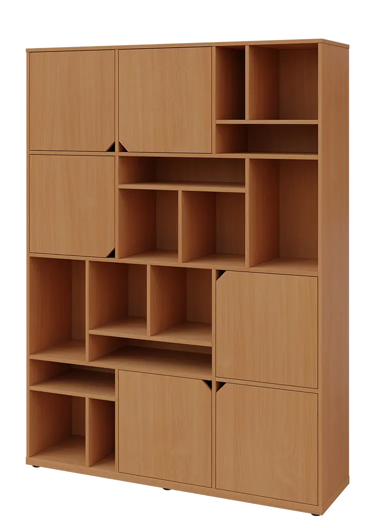 KU6-15DN L skříň vysoká 6-dvéřová, niky, 2053x1522x400 mm, provedení levé, buk Royal