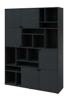 KU6-15DN L skříň vysoká 6-dvéřová, niky, 2053x1522x400 mm, provedení levé, antracit