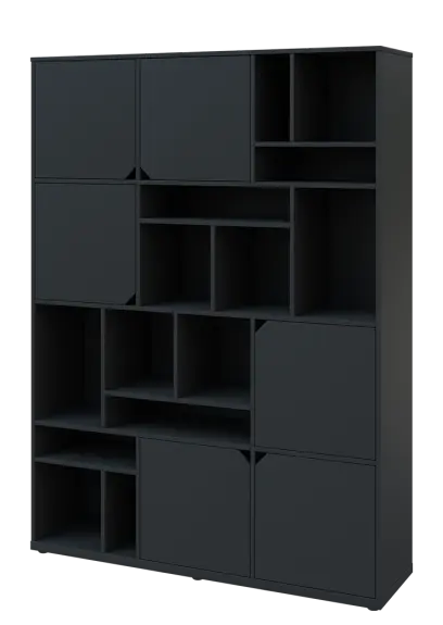 KU6-15DN L skříň vysoká 6-dvéřová, niky, 2053x1522x400 mm, provedení levé, antracit