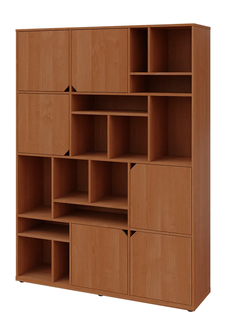 KU6-15DN L skříň vysoká 6-dvéřová, niky, 2053x1522x400 mm, provedení levé, olše jantar