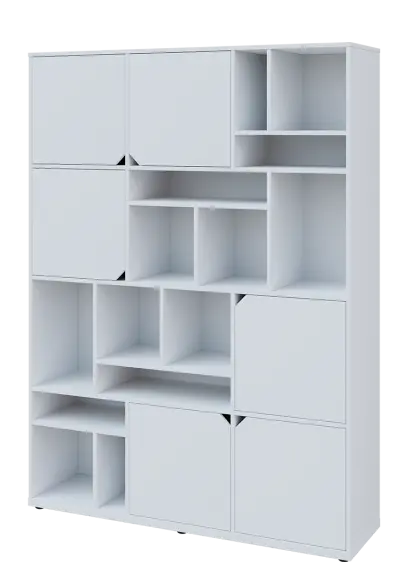 KU6-15DN L skříň vysoká 6-dvéřová, niky, 2053x1522x400 mm, provedení levé, bílá