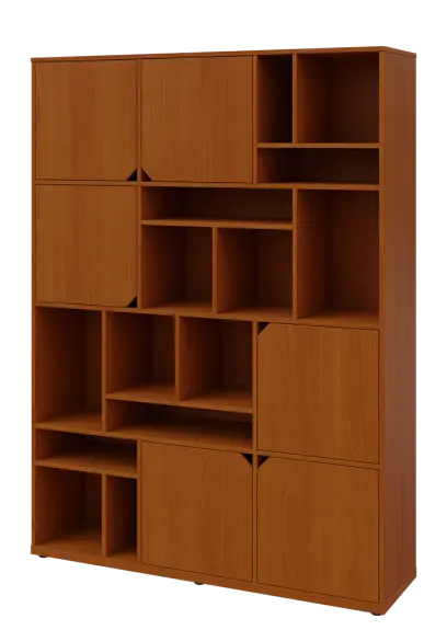 KU6-15DN L skříň vysoká 6-dvéřová, niky, 2053x1522x400 mm, provedení levé, třešeň šumavská