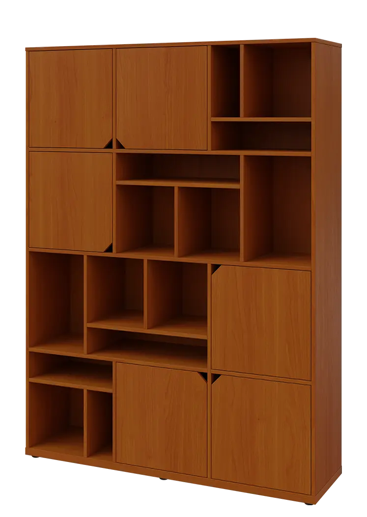 KU6-15DN L skříň vysoká 6-dvéřová, niky, 2053x1522x400 mm, provedení levé, třešeň šumavská