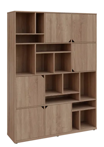 KU6-15DN P skříň vysoká 6-dvéřová, niky, 2053x1522x400 mm, provedení pravé, dub bardolino