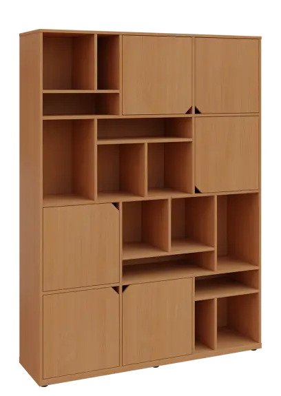 KU6-15DN P skříň vysoká 6-dvéřová, niky, 2053x1522x400 mm, provedení pravé, buk Royal