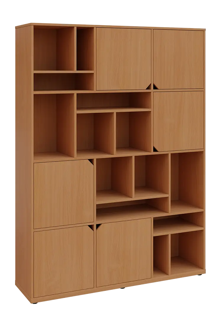 KU6-15DN P skříň vysoká 6-dvéřová, niky, 2053x1522x400 mm, provedení pravé, buk Royal