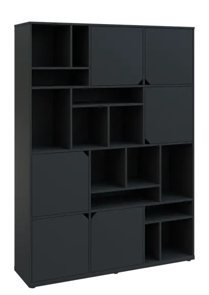 KU6-15DN P skříň vysoká 6-dvéřová, niky, 2053x1522x400 mm, provedení pravé, antracit