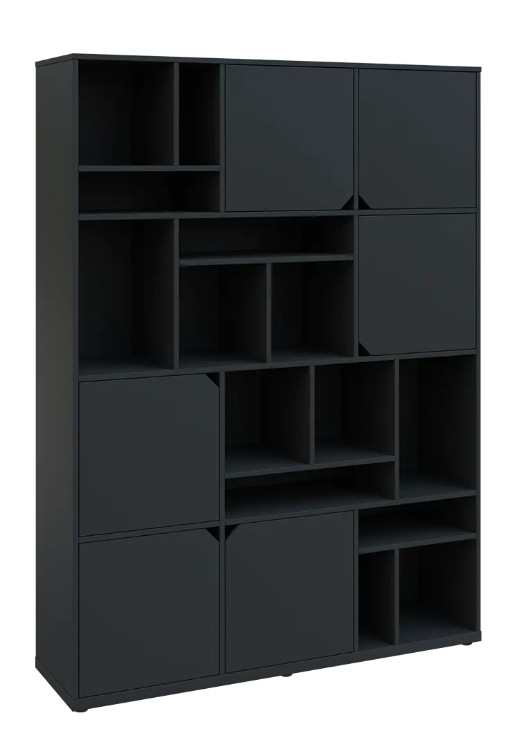 KU6-15DN P skříň vysoká 6-dvéřová, niky, 2053x1522x400 mm, provedení pravé, antracit