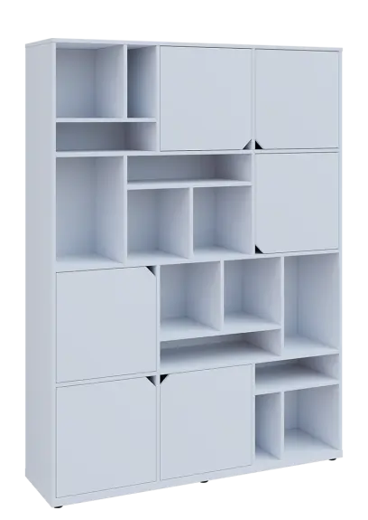 KU6-15DN P skříň vysoká 6-dvéřová, niky, 2053x1522x400 mm, provedení pravé, bílá sněžná