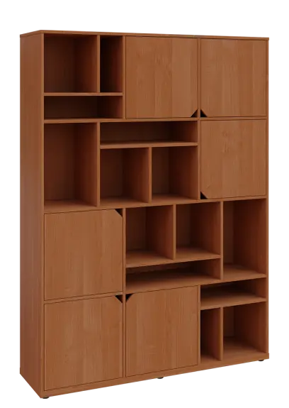 KU6-15DN P skříň vysoká 6-dvéřová, niky, 2053x1522x400 mm, provedení pravé, olše jantar