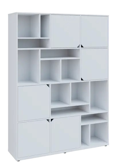 KU6-15DN P skříň vysoká 6-dvéřová, niky, 2053x1522x400 mm, provedení pravé, bílá