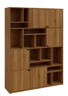 KU6-15DN P skříň vysoká 6-dvéřová, niky, 2053x1522x400 mm, provedení pravé, ořech světlý