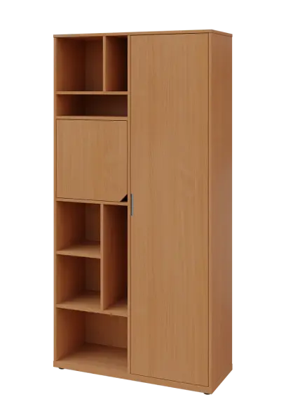 KSR6-83 L skříň šatní, 1x výsuvné ramínko, dvířka, niky, 2053x1022x400 mm, provedení levé, buk Royal