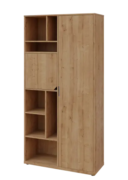 KSR6-83 L skříň šatní, 1x výsuvné ramínko, dvířka, niky, 2053x1022x400 mm, provedení levé, dub lite