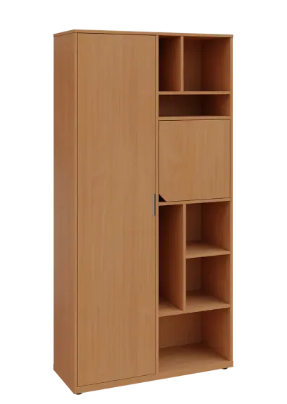 KSR6-83 P skříň šatní, 1x výsuvné ramínko, dvířka, niky, 2053x1022x400 mm, provedení pravé, buk Royal