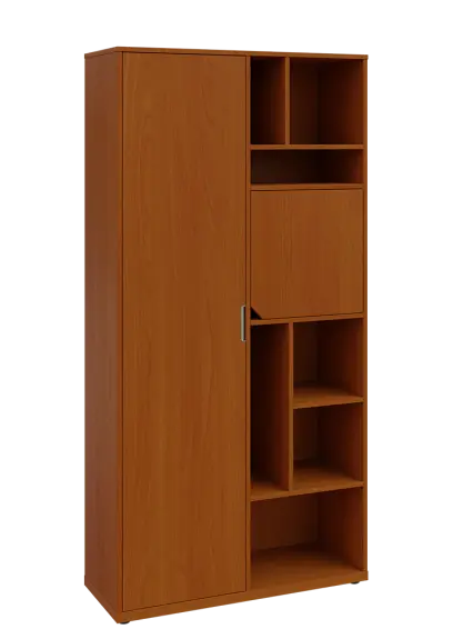 KSR6-83 P skříň šatní, 1x výsuvné ramínko, dvířka, niky, 2053x1022x400 mm, provedení pravé, třešeň šumavská