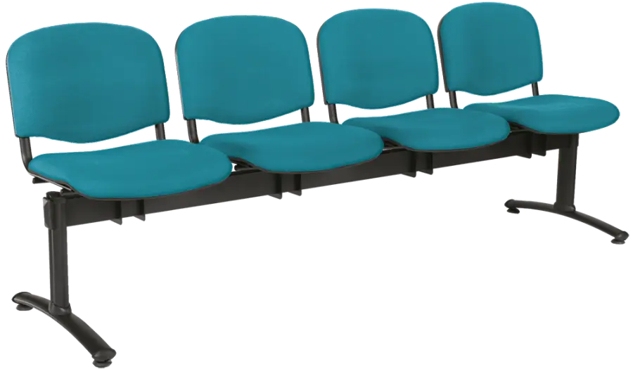 CL - 24, čalouněná lavice do čekárny, 4-sedák, koženka AN - 078 tyrkysová, kostra černá