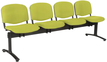 CL - 24, čalouněná lavice do čekárny, 4-sedák, koženka AN - 079 citrónově zelená, kostra černá