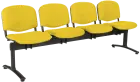 CL - 24, čalouněná lavice do čekárny, 4-sedák, koženka AN - 036 žlutá, kostra černá