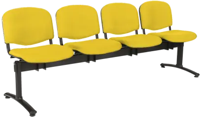 CL - 24, čalouněná lavice do čekárny, 4-sedák, koženka AN - 036 žlutá, kostra černá
