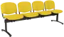 CL - 24, čalouněná lavice do čekárny, 4-sedák, koženka AN - 036 žlutá, kostra černá