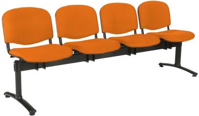 CL - 24, čalouněná lavice do čekárny, 4-sedák, koženka AN - 030 oranžová, kostra černá
