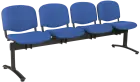 CL - 24, čalouněná lavice do čekárny, 4-sedák, koženka AN - 067 nebeská modrá, kostra černá