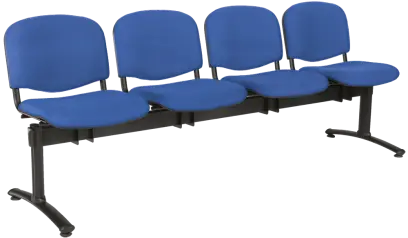 CL - 24, čalouněná lavice do čekárny, 4-sedák, koženka AN - 067 nebeská modrá, kostra černá