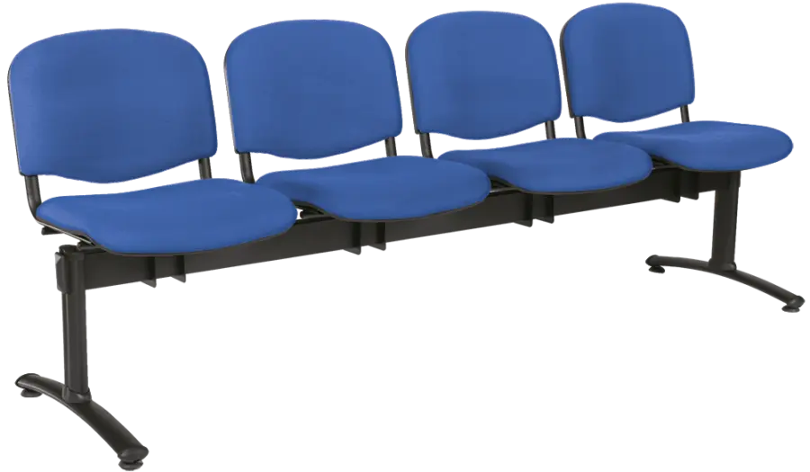 CL - 24, čalouněná lavice do čekárny, 4-sedák, koženka AN - 067 nebeská modrá, kostra černá