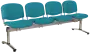 CL - 24, čalouněná lavice do čekárny, 4-sedák, koženka AN - 078 tyrkysová, kostra stříbrná