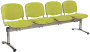 CL - 24, čalouněná lavice do čekárny, 4-sedák, koženka AN - 079 citrónově zelená, kostra stříbrná