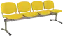 CL - 24, čalouněná lavice do čekárny, 4-sedák, koženka AN - 036 žlutá, kostra stříbrná