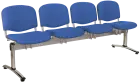 CL - 24, čalouněná lavice do čekárny, 4-sedák, koženka AN - 067 nebeská modrá, kostra stříbrná