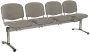 CL - 24, čalouněná lavice do čekárny, 4-sedák, koženka AN - 052 šedá, kostra stříbrná