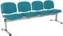 CL - 24, čalouněná lavice do čekárny, 4-sedák, koženka AN - 078 tyrkysová, kostra chrom