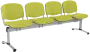 CL - 24, čalouněná lavice do čekárny, 4-sedák, koženka AN - 079 citrónově zelená, kostra chrom