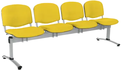 CL - 24, čalouněná lavice do čekárny, 4-sedák, koženka AN - 036 žlutá, kostra chrom