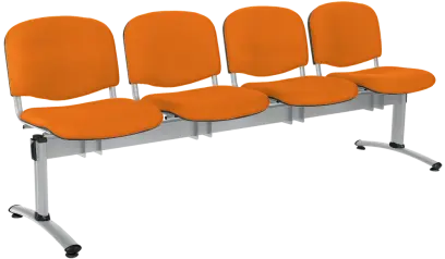 CL - 24, čalouněná lavice do čekárny, 4-sedák, koženka AN - 030 oranžová, kostra chrom