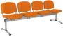 CL - 24, čalouněná lavice do čekárny, 4-sedák, koženka AN - 030 oranžová, kostra chrom