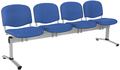 CL - 24, čalouněná lavice do čekárny, 4-sedák, koženka AN - 067 nebeská modrá, kostra chrom