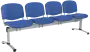 CL - 24, čalouněná lavice do čekárny, 4-sedák, koženka AN - 067 nebeská modrá, kostra chrom