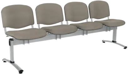 CL - 24, čalouněná lavice do čekárny, 4-sedák, koženka AN - 052 šedá, kostra chrom