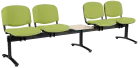 CL - 25 + D, čalouněná lavice do čekárny, 4-sedák, stolek, koženka AN - 079 citrónově zelená, kostra