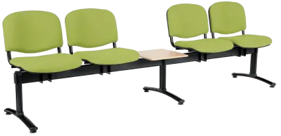 CL - 25 + D, čalouněná lavice do čekárny, 4-sedák, stolek, koženka AN - 079 citrónově zelená, kostra černá