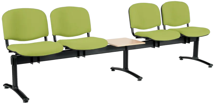 CL - 25 + D, čalouněná lavice do čekárny, 4-sedák, stolek, koženka AN - 079 citrónově zelená, kostra černá